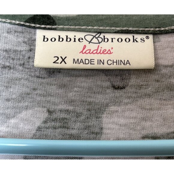 Bobbie Brooks Ladies Camo Lace-Up Neck Top Size 2X Short Sleeve Casual Shirt - Picture 3 of 6